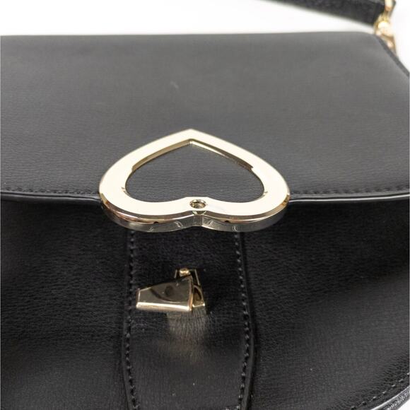 KATE SPADE Black Robyn Crossbody Medium Saddle Bag Leather Women's - Picture 5 of 9